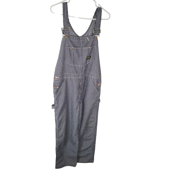 60s 70s Toughskins Railroad Stripe 36x34 Union Made Workwear Overalls - Picture 2 of 6
